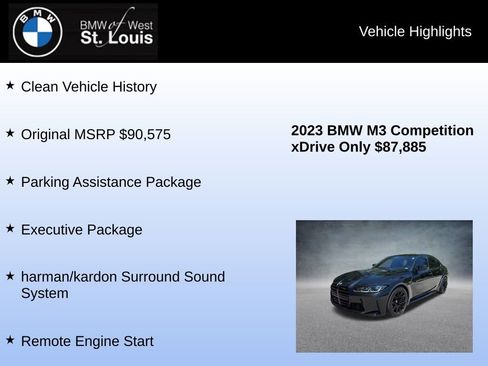 Used 2023 BMW M3 Competition w/ Executive Package AWD/4WD image 8