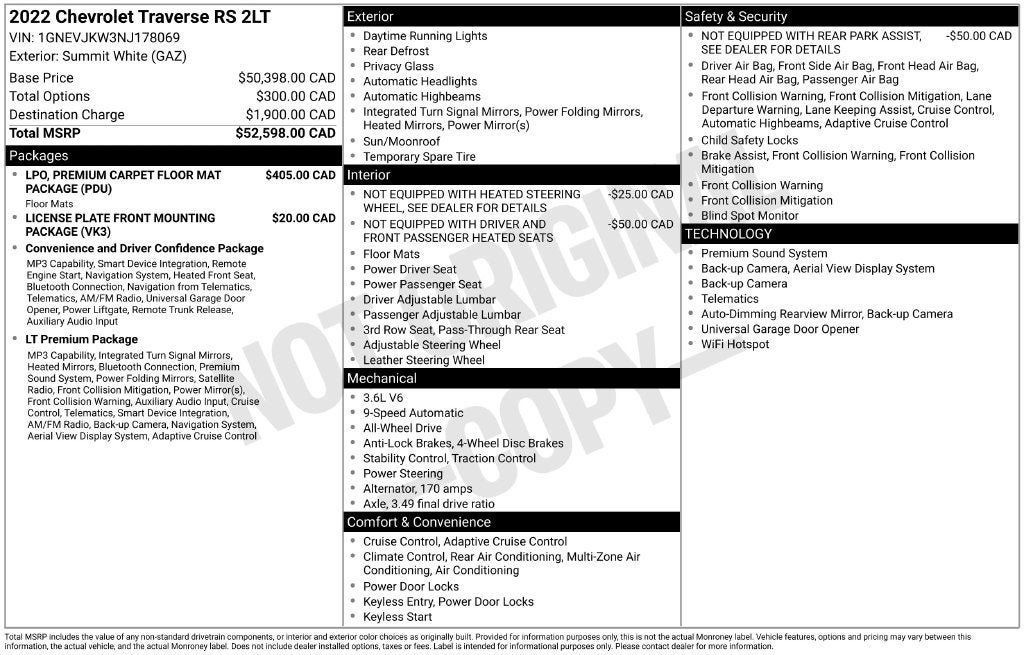 Used 2022 Chevrolet Traverse RS AWD/4WD image 3