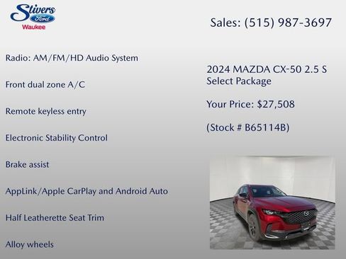 Used 2024 MAZDA CX-50 AWD 2.5 S w/ Select Package image 15
