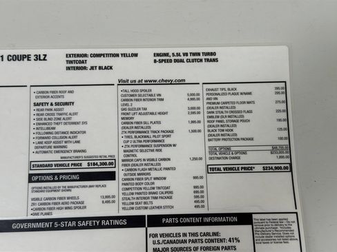 Used 2025 Chevrolet Corvette ZR1 w/ ZR1 Carbon Fiber Aero Package RWD image 36