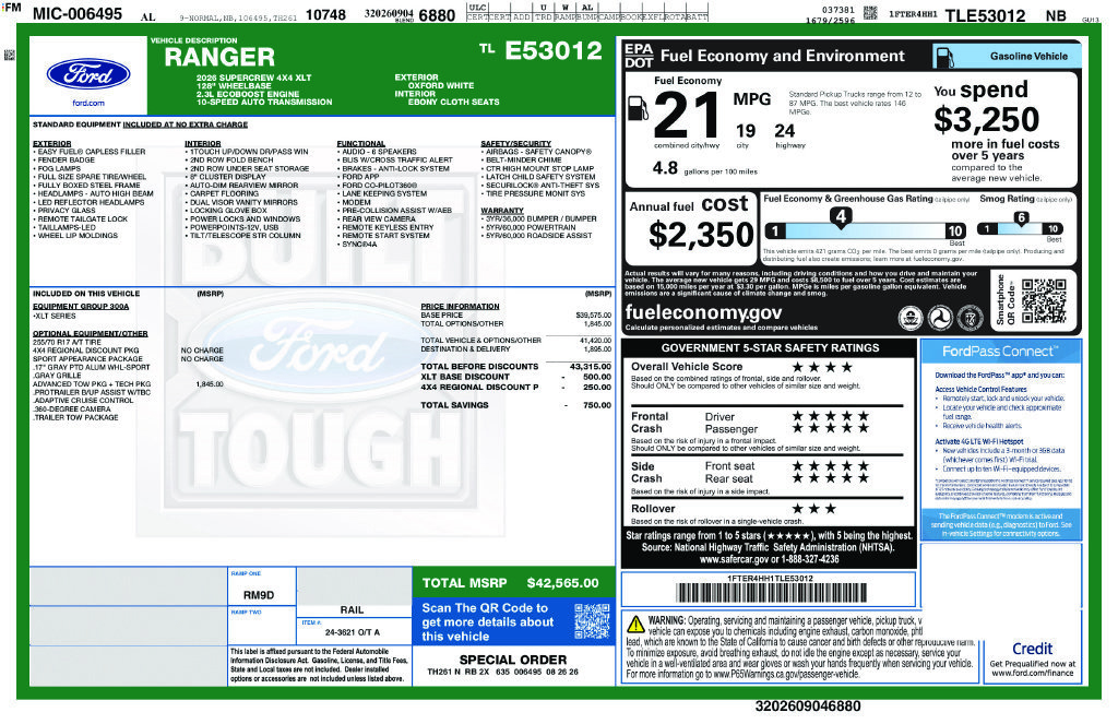 New 2026 Ford Ranger XLT AWD/4WD image 4