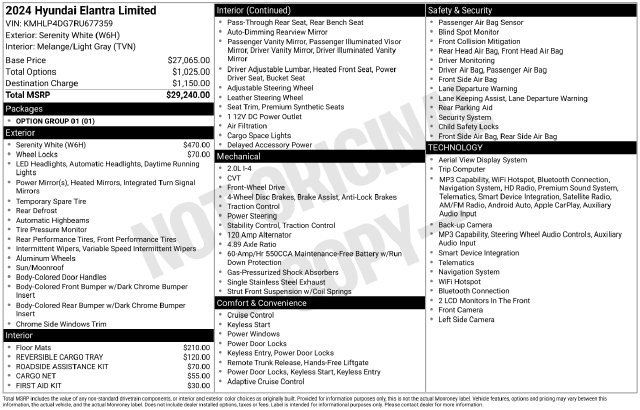 Certified 2024 Hyundai Elantra Limited FWD image 10