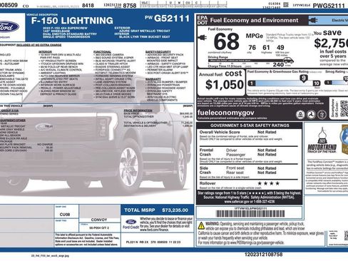 Certified 2023 Ford F150 Lightning Lariat AWD/4WD image 2