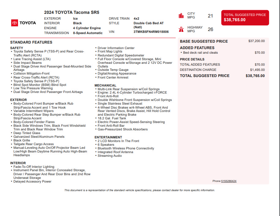 Used 2024 Toyota Tacoma SR5 RWD image 3