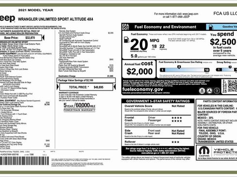 Certified 2021 Jeep Wrangler Unlimited Sport image 2