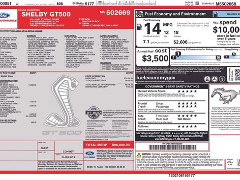 Used 2021 Ford Mustang Shelby GT500 w/ Carbon Fiber Track Pack RWD image 47