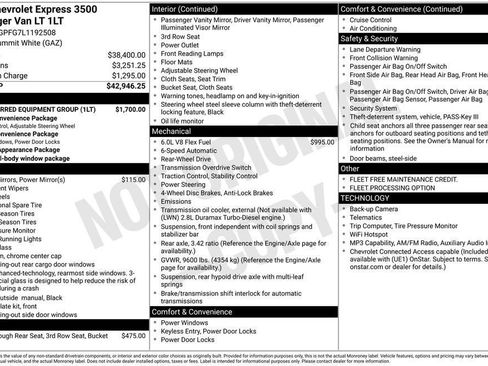 Used 2020 Chevrolet Express 3500 LT w/ LT Preferred Equipment Group RWD image 39
