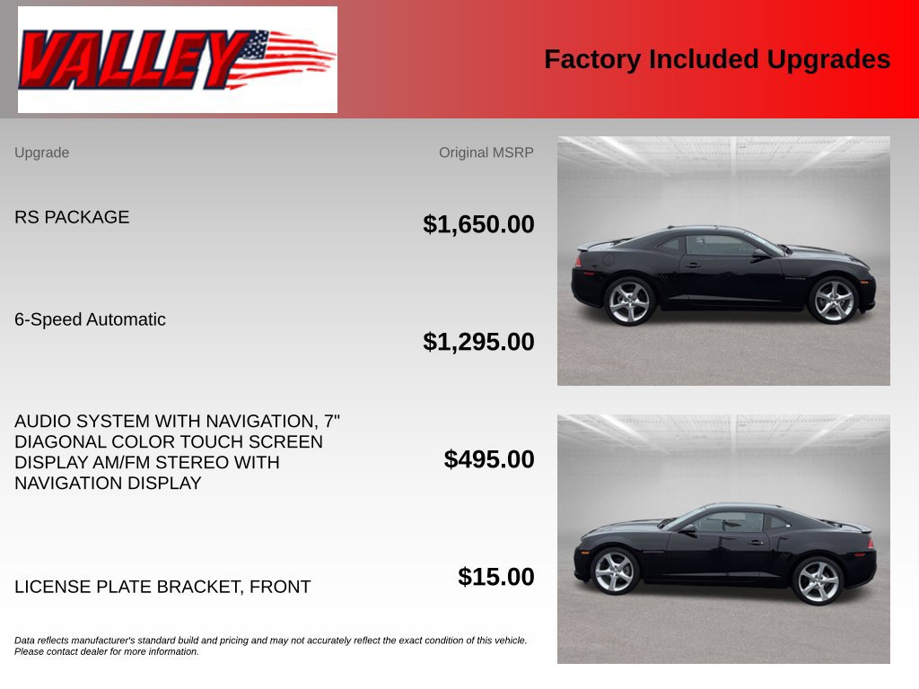 Used 2015 Chevrolet Camaro LT w/ RS Package RWD image 5