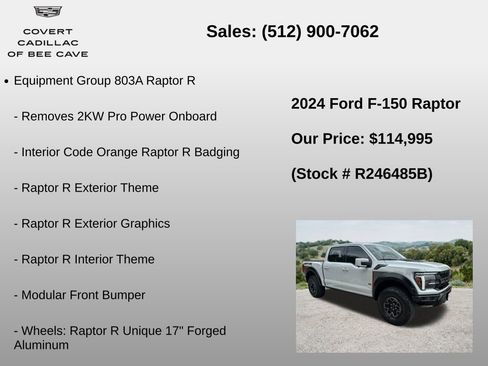 Used 2024 Ford F150 Raptor w/ Equipment Group 803A Raptor R AWD/4WD image 6