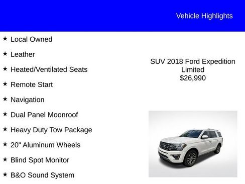 Used 2018 Ford Expedition Limited w/ Equipment Group 301A AWD/4WD image 2