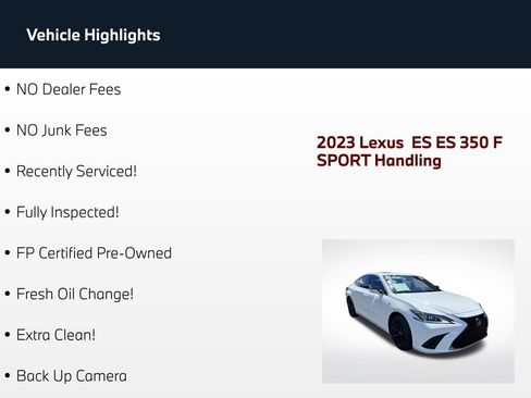 Used 2023 Lexus ES 350 F Sport w/ Accessory Package (Z2) FWD image 87