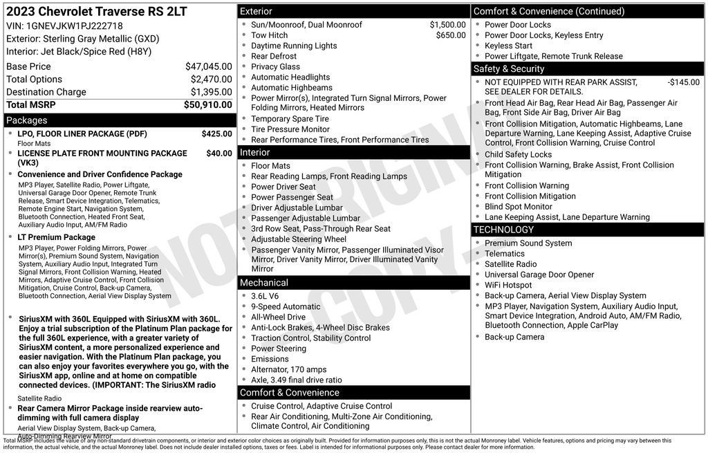 Used 2023 Chevrolet Traverse RS w/ LPO, Floor Liner Package AWD/4WD image 13