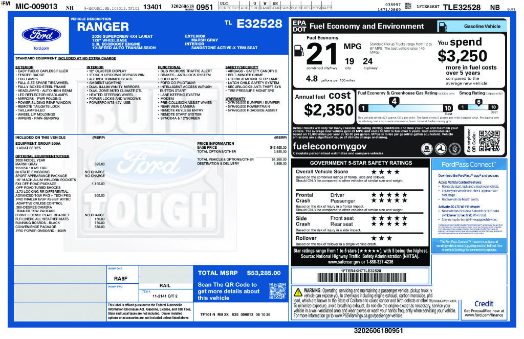 New 2026 Ford Ranger Lariat w/ FX4 Off-Road Package AWD/4WD image 13