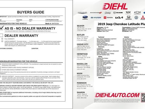 Used 2019 Jeep Cherokee Latitude Plus w/ Cold Weather Group AWD/4WD image 34