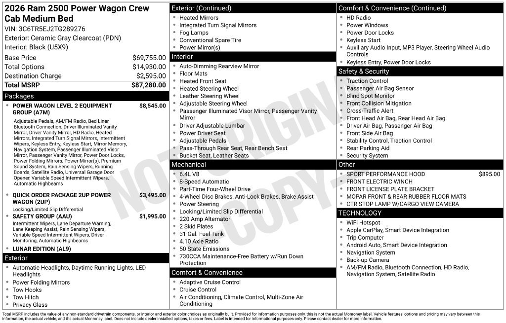 New 2026 RAM 2500 Power Wagon AWD/4WD image 22