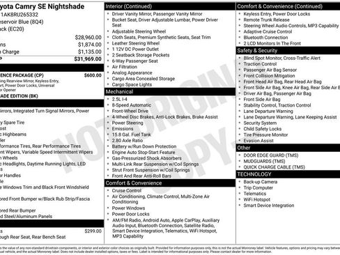 Used 2024 Toyota Camry SE w/ Convenience Package FWD image 13