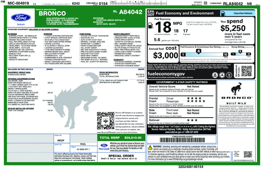 Used 2024 Ford Bronco Everglades AWD/4WD image 37