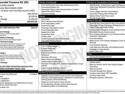 Used 2025 Chevrolet Traverse RS w/ LPO, Floor Liner Package AWD/4WD image 1