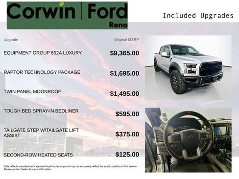 Certified 2019 Ford F150 Raptor w/ Equipment Group 802A Luxury AWD/4WD image 3