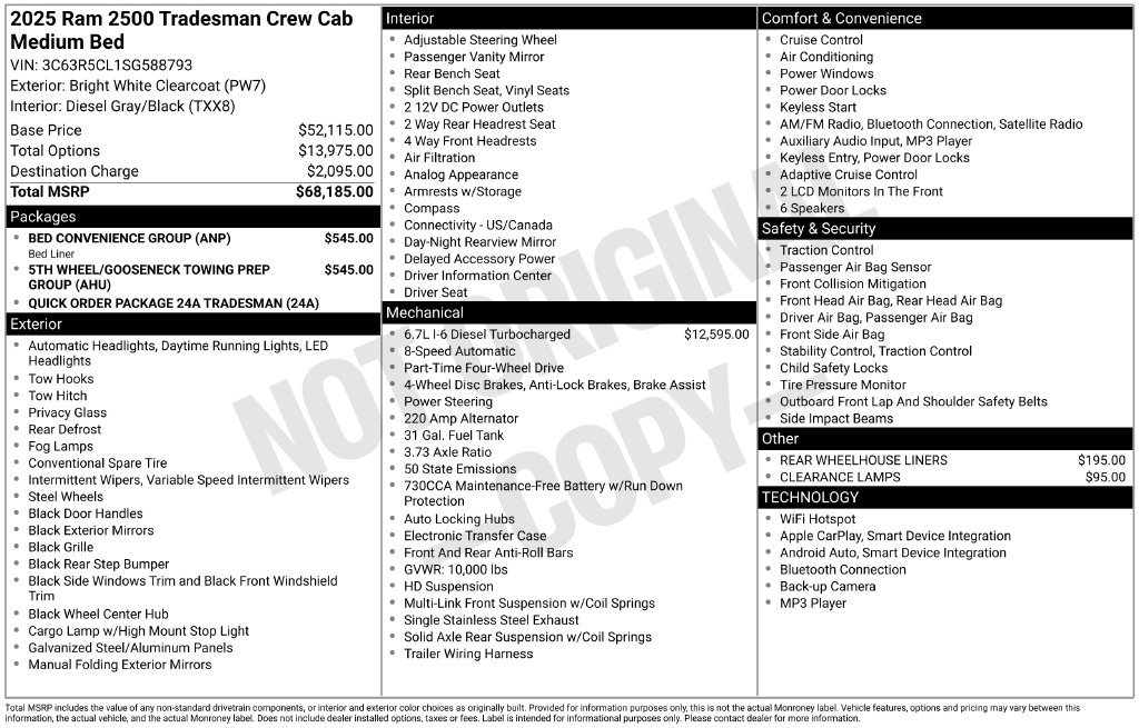 New 2025 RAM 2500 Tradesman w/ Bed Convenience Group AWD/4WD image 6