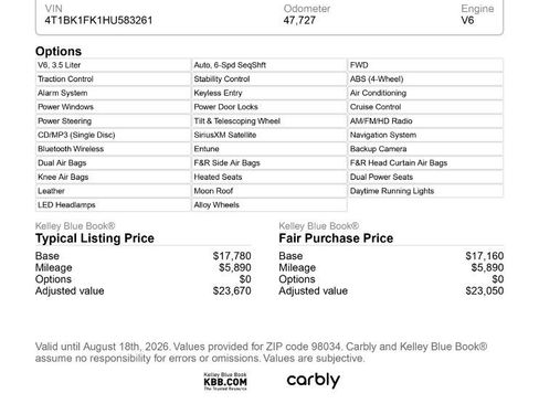Used 2017 Toyota Camry XLE w/ Advanced Technology Package FWD image 2