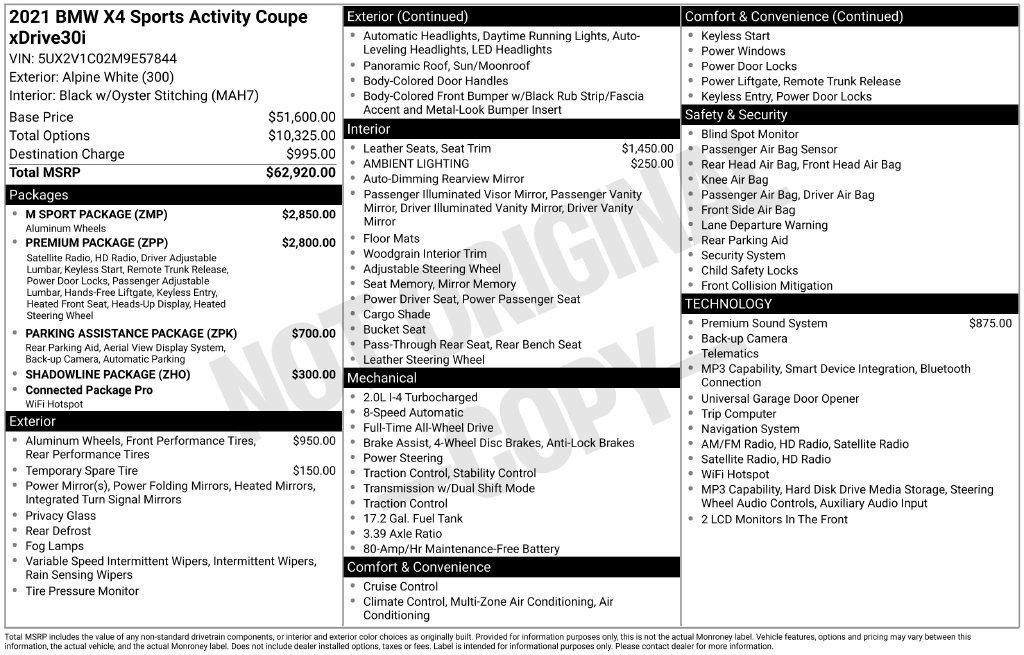 Used 2021 BMW X4 xDrive30i w/ M Sport Package AWD/4WD image 2