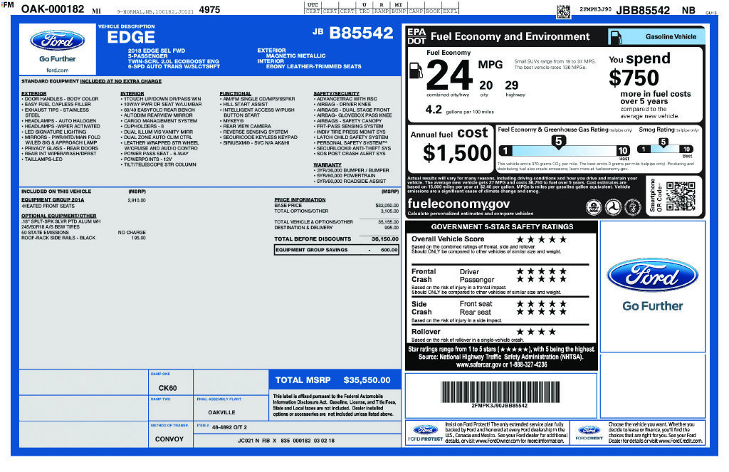 Used 2018 Ford Edge SEL w/ Equipment Group 201A FWD image 5
