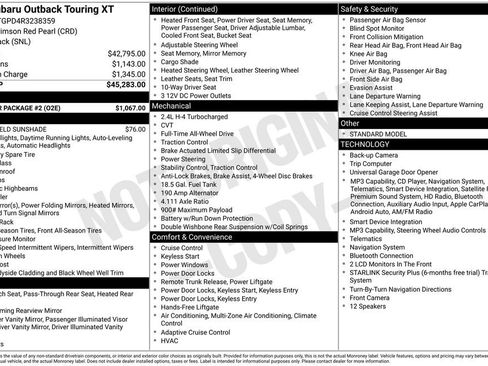 Certified 2024 Subaru Outback Touring XT w/ Popular Package #2 AWD/4WD image 45