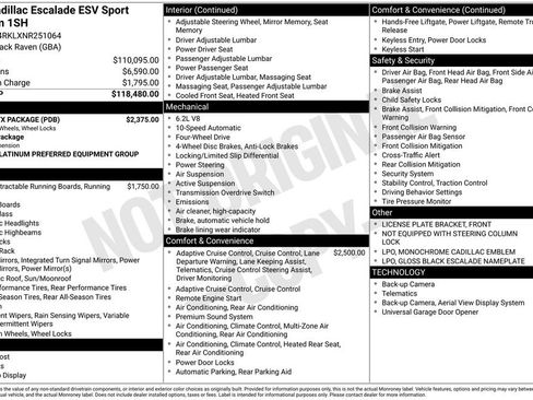 Used 2022 Cadillac Escalade ESV Sport Platinum w/ LPO, ONYX Package AWD/4WD image 41