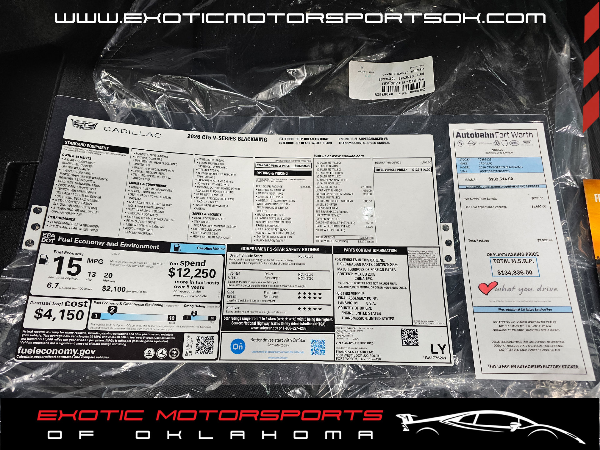 Used 2026 Cadillac CT5 V Blackwing w/ Deep Ocean Appearance Package RWD image 3