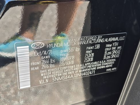 Certified 2022 Hyundai Santa Fe SEL w/ Convenience Package FWD image 33