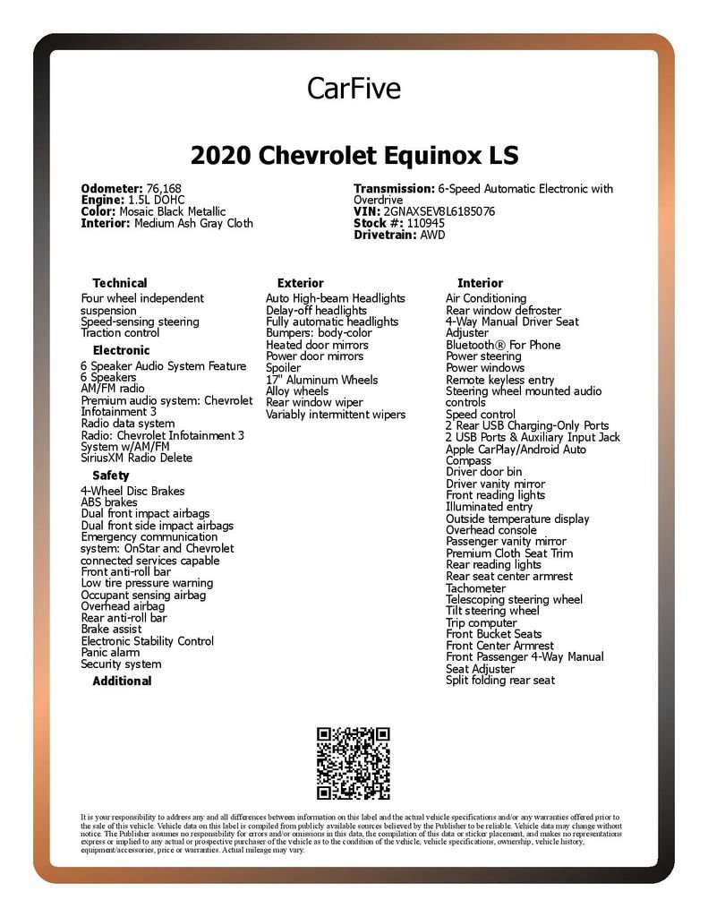 Used 2020 Chevrolet Equinox LS AWD/4WD image 28