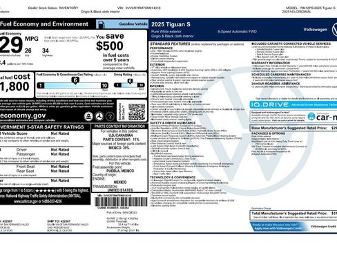 Used 2025 Volkswagen Tiguan S FWD image 2
