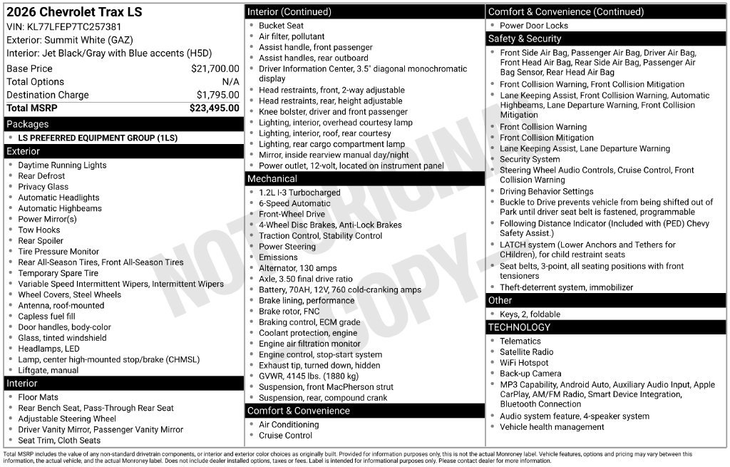 New 2026 Chevrolet Trax LS FWD image 5