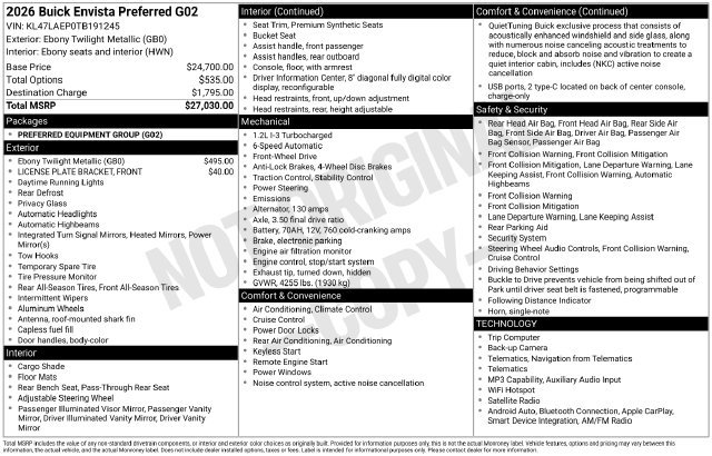 New 2026 Buick Envista Preferred FWD image 25