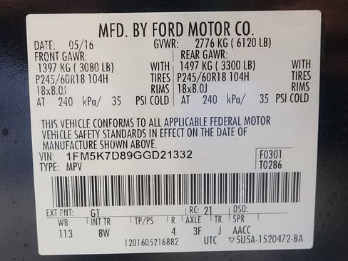 Used 2016 Ford Explorer XLT w/ Equipment Group 201A FWD image 33