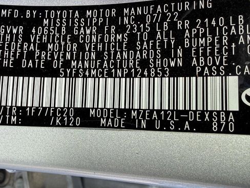 Certified 2022 Toyota Corolla SE w/ Carpet Mat Package (TMS) image 22