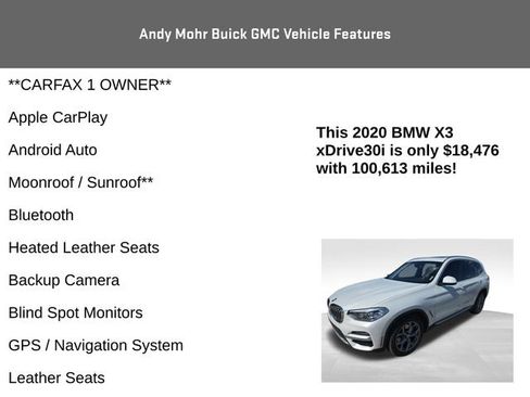 Used 2020 BMW X3 xDrive30i w/ Premium Package AWD/4WD image 4