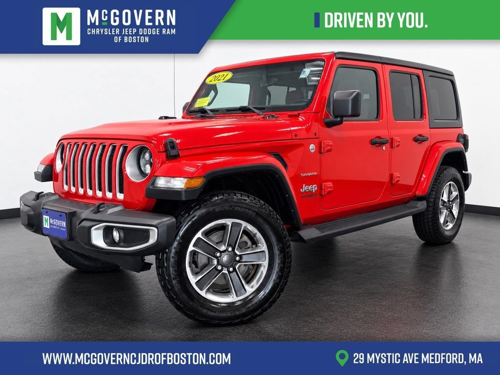 Used 2021 Jeep Wrangler Unlimited Sahara w/ Uconnect 4C Nav & Sound Group AWD/4WD image 1