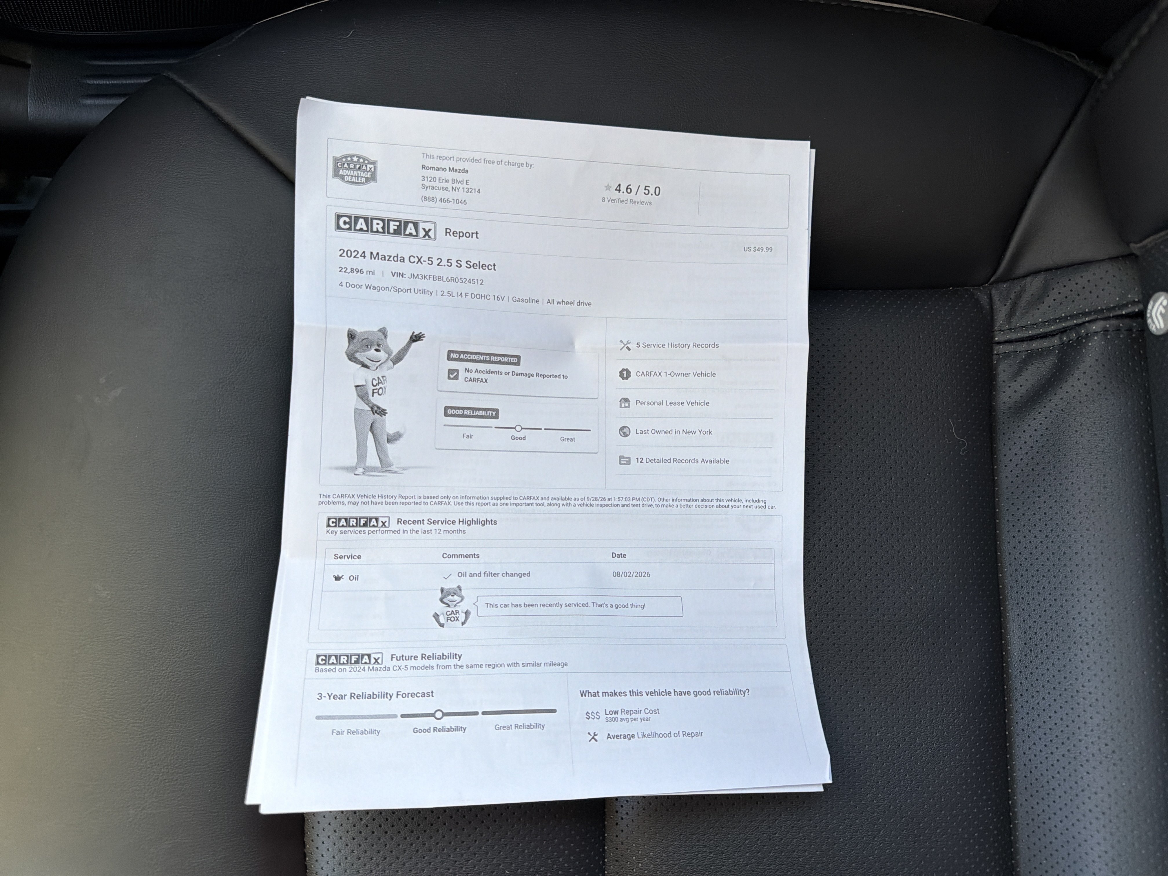 Used 2024 MAZDA CX-5 AWD 2.5 S w/ Select Package image 12