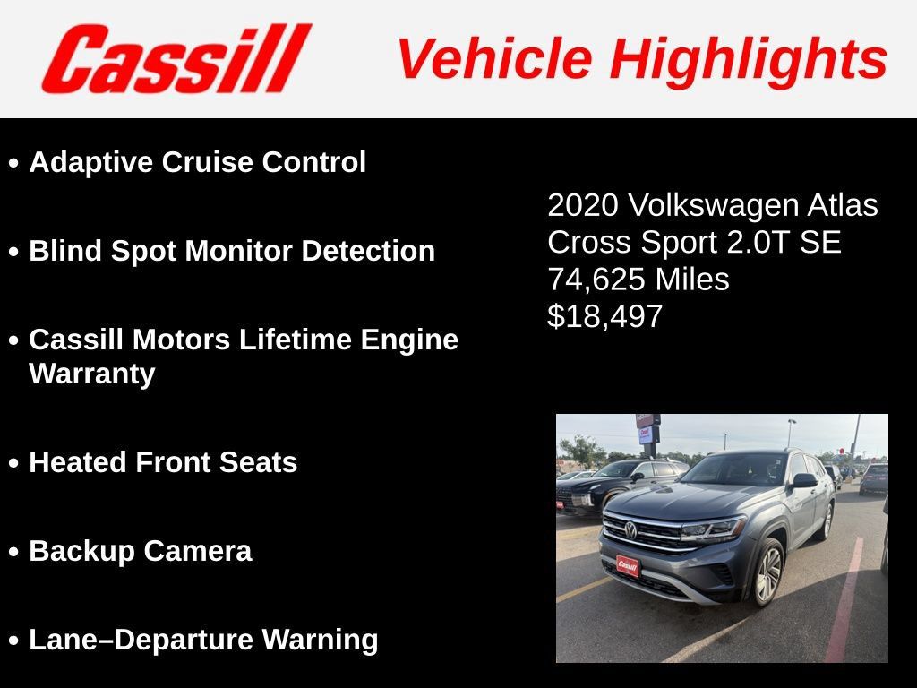 Used 2020 Volkswagen Atlas Cross Sport SE w/ Panoramic Sunroof Package FWD image 3