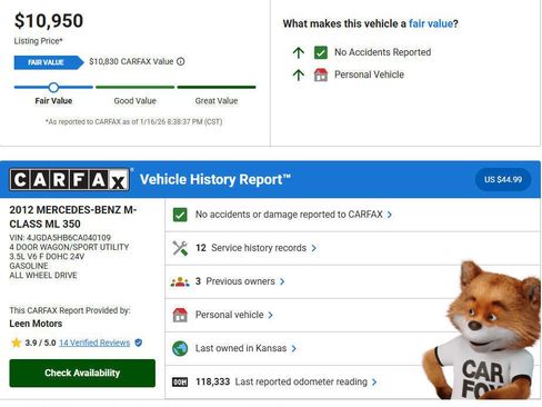 Used 2012 Mercedes-Benz ML 350 4MATIC image 3