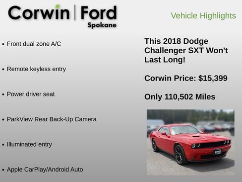 Used 2018 Dodge Challenger SXT w/ Blacktop Package RWD image 6