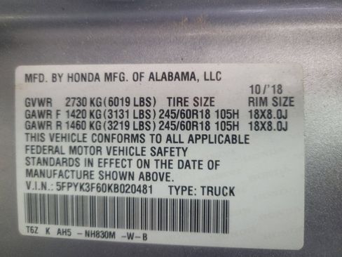 Used 2019 Honda Ridgeline RTL-T image 33