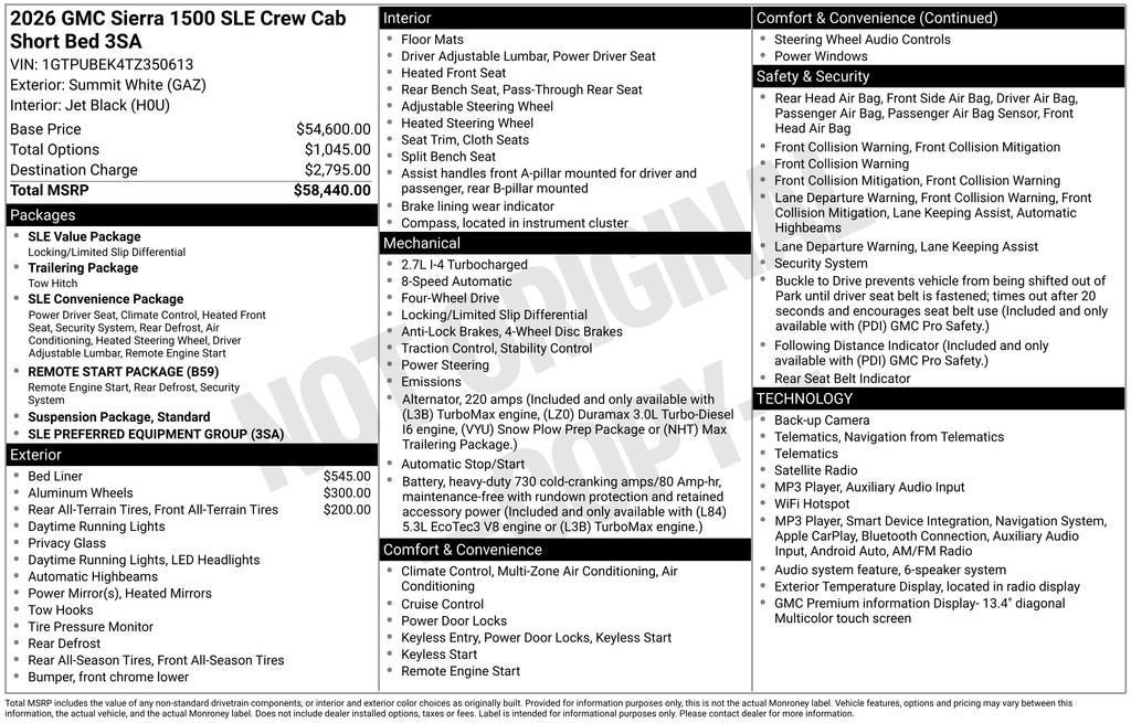 New 2026 GMC Sierra 1500 SLE AWD/4WD image 4