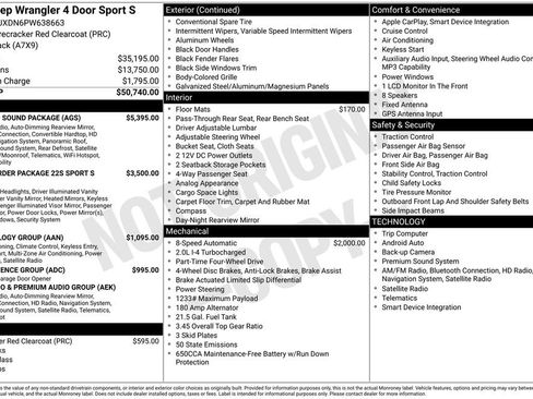Used 2023 Jeep Wrangler Unlimited Sport w/ Sun And Sound Package AWD/4WD image 24