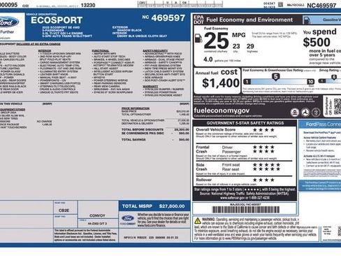 Used 2022 Ford EcoSport SE w/ SE Convenience Package image 2