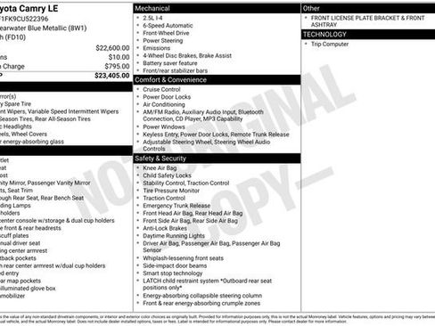 Used 2012 Toyota Camry LE image 18