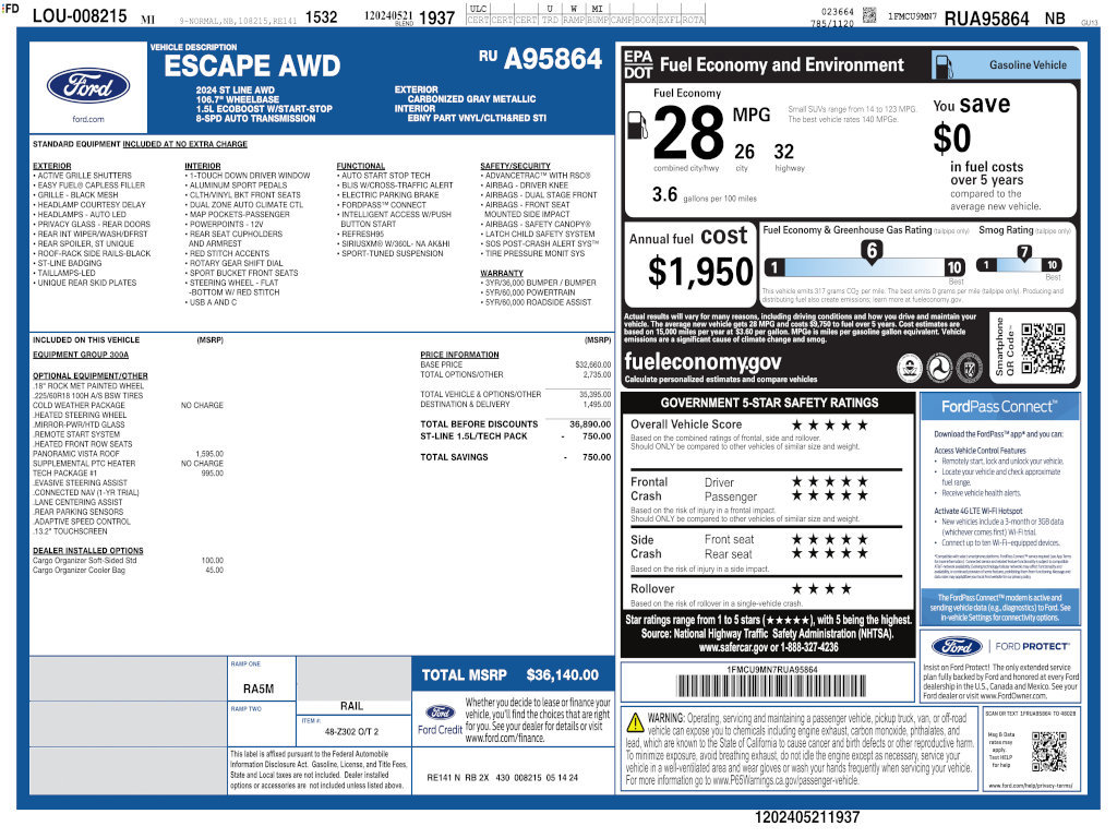 Used 2024 Ford Escape ST-Line w/ Tech Pack #1 AWD/4WD image 4