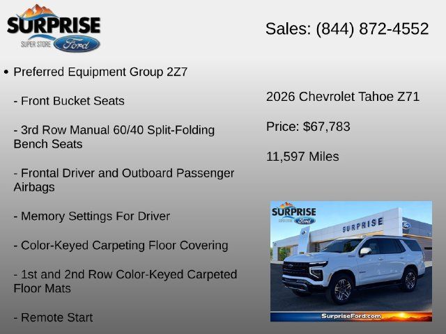 Used 2026 Chevrolet Tahoe Z71 w/ Z71 Off-Road Package AWD/4WD image 6